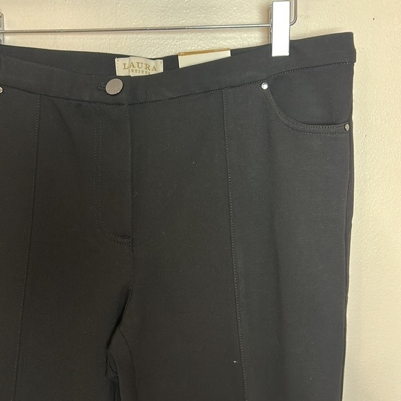 Laura Petites Signature Fit Straight Leg Comfort Stretch Black Pants - Picture 12 of 14